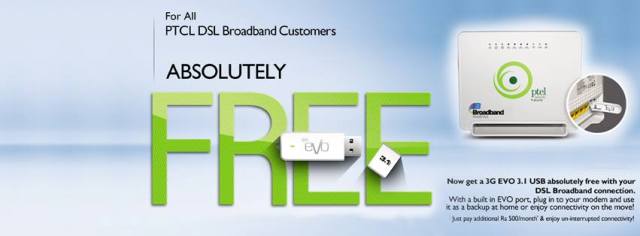 PTCL Broadband with Free 3G EVO 3.1 USB