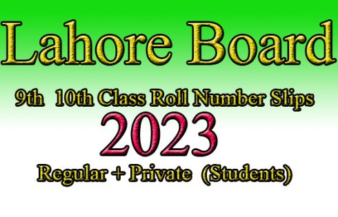 Download 9th 10th SSC Matric Roll Number Slips Lahore Board 2023