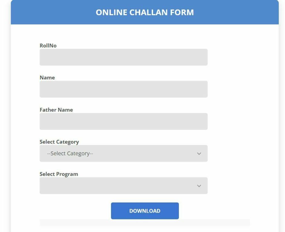 AIOU Challan form for students