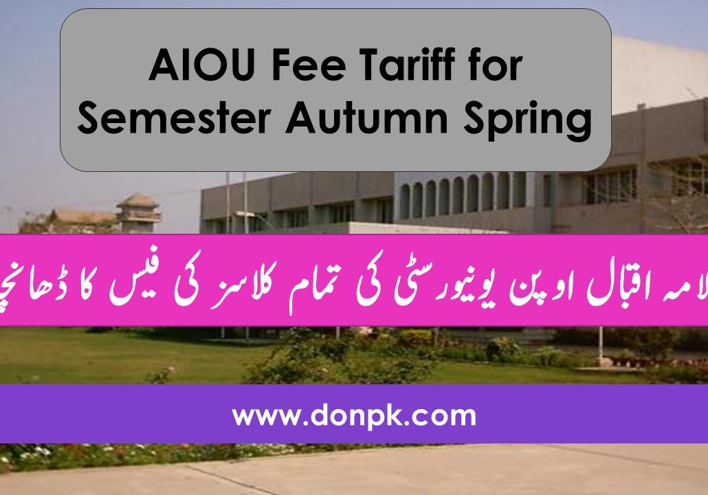 Allama Iqbal Open university Fee Structure Spring all Classes