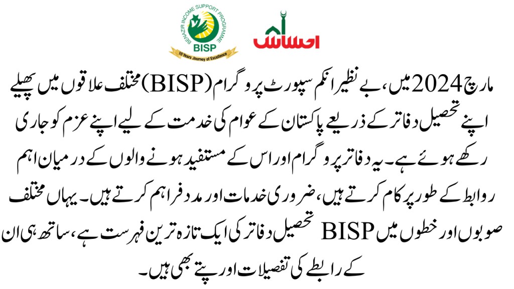 download BISP Tehsil Offices List 2024 for all Pakistan 