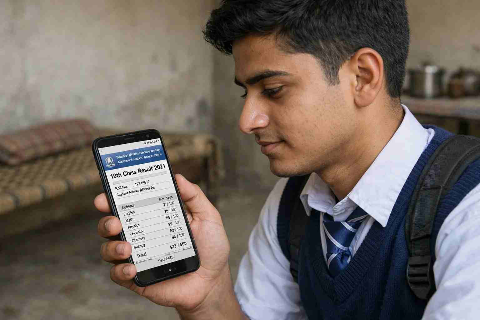 Student checking BISE Gujranwala result