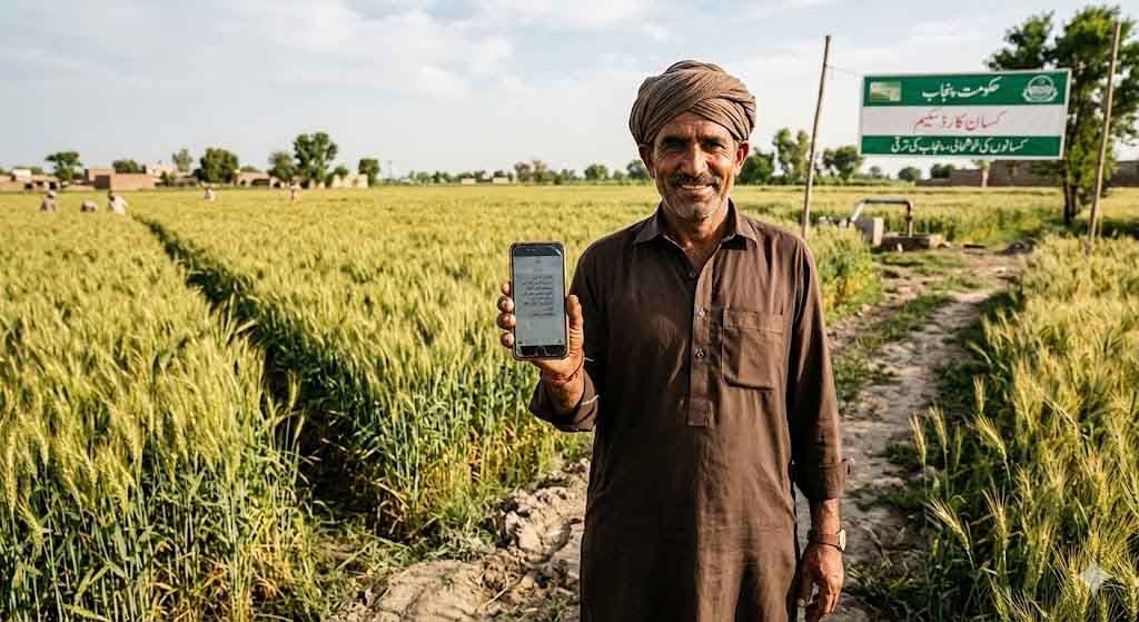 Farmer checking Kissan Card registration via SMS