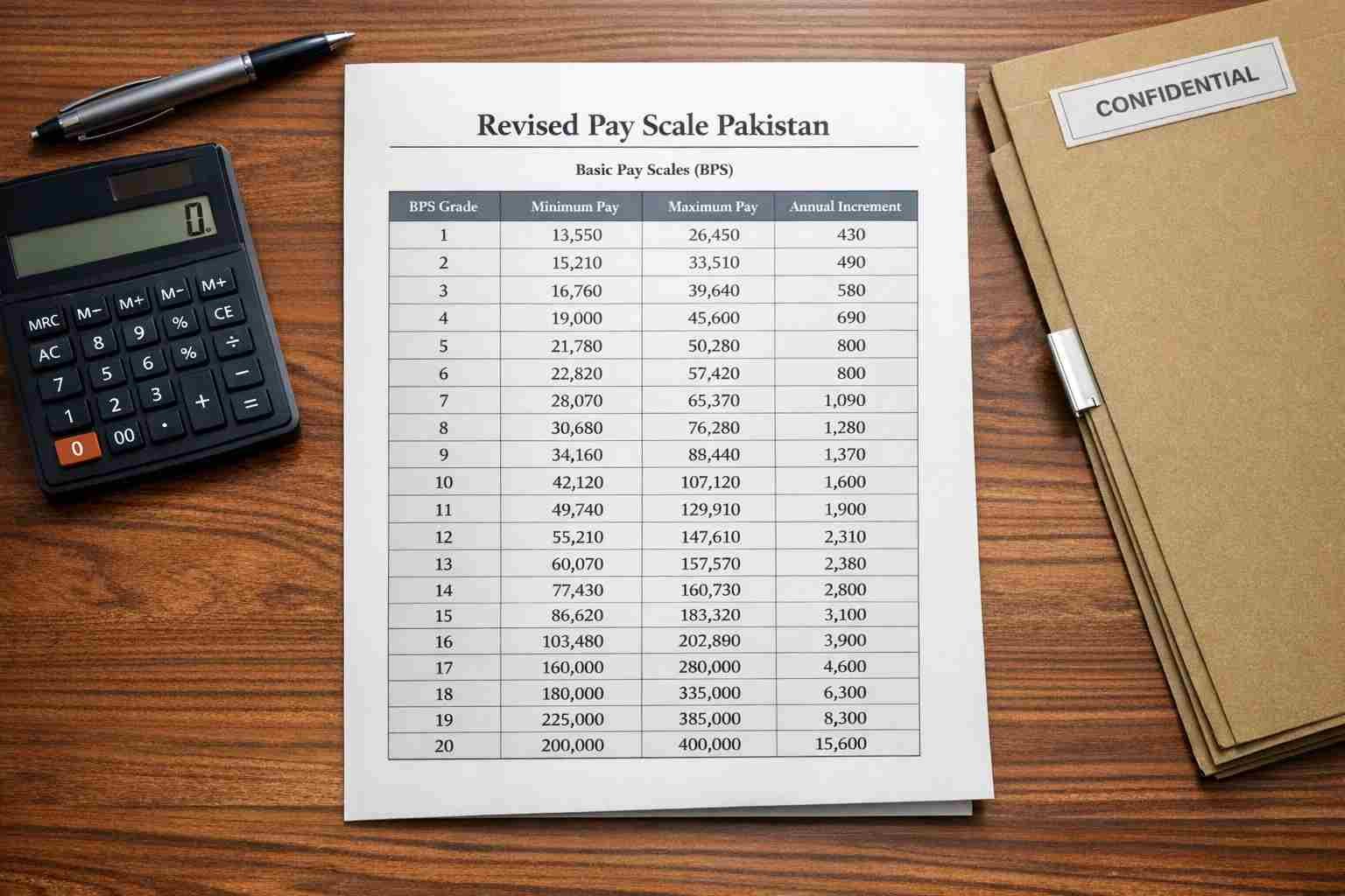Official revised pay scale chart Pakistan