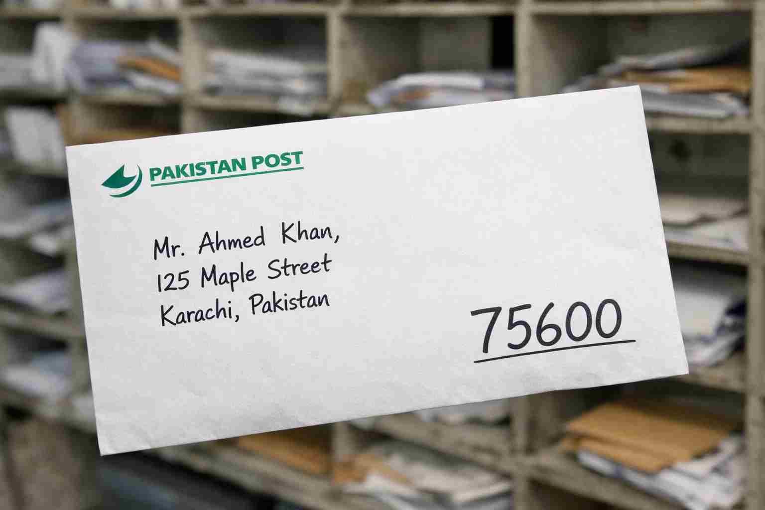 Pakistan Post envelope with 5 digit ZIP code