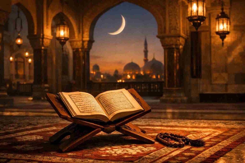 Open Quran in mosque during Ramadan